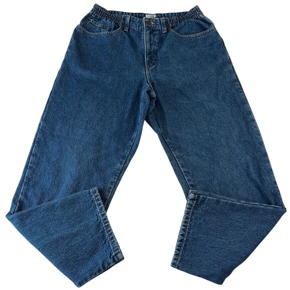 L.L. Bean Flannel Lined Women's Blue Jeans Size 12 Petite Original Relaxed Fit - Picture 3 of 7